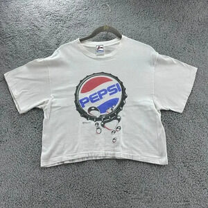 Pepsi Vintage 80's 90's Women's Bottle Cap Logo Short Sleeve T-Shirt Medium‎